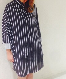 DOUBLE NAME | ストライプドルマンシャツワンピ(シャツ/ブラウス)