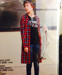 DOUBLE NAME | チェックショップコート(ステンカラーコート)