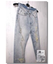 雜衣舖時尚服飾精品 | 刷白抓破九分牛仔褲(デニムパンツ)