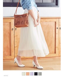 夢展望 | ソフトチュールウエストコルセット風ギャザーフレアスカート(スカート)