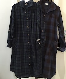 sanjuan | Wガーゼチェックロングシャツワンピース(シャツワンピース)