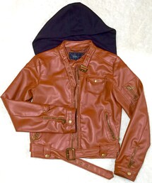 brand ? | ライダース/フード付き/ブラウン(ライダースジャケット)