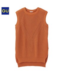 GU | サイドスリットチュニックベスト/Orange(ベスト)