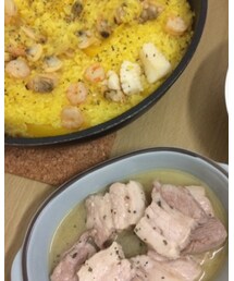 パエリヤと豚肉のアヒージョ | その他