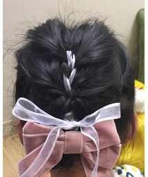 ヘアアクセ | 当日撮れなかったので練習のもので😅くせ毛なのですぐボサボサになります😓(バレッタ/ヘアクリップ)