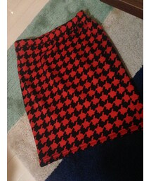 ペンシルスカート 千鳥柄 裏起毛(スカート)