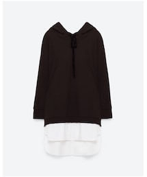ZARA | フード付きポプリンスウェットシャツ(パーカー)