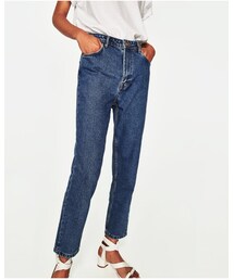 ZARA | ハイライズベルト付きマムフィットジーンズ(デニムパンツ)