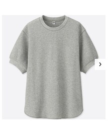 UNIQLO | ワッフルクルーネックT（5分袖）(Tシャツ/カットソー)