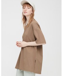 UNIQLO | コットンリラックススリットチュニック（半袖）(トップス)