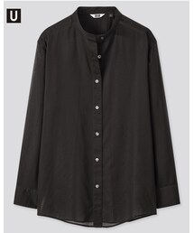 UNIQLO | シアーバンドカラーシャツ（長袖）(シャツ/ブラウス)