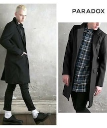 PARADOX | PARADOX - MELTON CHESTER COAT (BLACK)(チェスターコート)