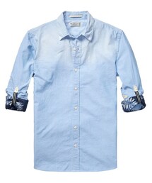 SCOTCH & SODA | Blue serie with contrast on inside sleeve and roll-up sleeve suspenders(シャツ/ブラウス)
