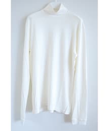 PIECE DYED HI NECK TEE WHITE(Tシャツ/カットソー)