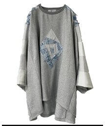 カクレミ | Wide-T-shirts PW (grey×inbi blue)(その他トップス)