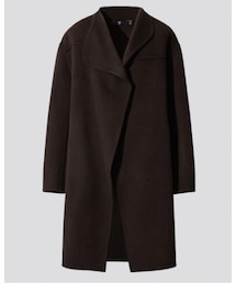 UNIQLO | カシミヤブレンドノーカラーコート DARK BROWN(ノーカラーコート)