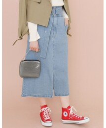 KBF | kbf+ リングベルト付きデニムスカート(デニムスカート)