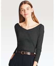 UNIQLO | リブバレエネックＴ(七分袖)(トップス)