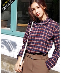 DHOLIC | フリルネックブラウス(シャツ/ブラウス)