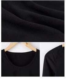 hotwinds | 长袖Tシャツ ：上着の中に、绵の黒コーデ長袖丸首长袖のTシャツを着ることがムズムズしそうだ(Tシャツ/カットソー)