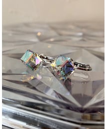 キューブ型イヤリング | オーロラカラー♡(イヤリング)