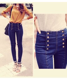 no brand | ハイウエストスキニー(デニムパンツ)