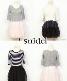SNIDEL | ニット+オーガンジーコンビワンピ(ワンピース)
