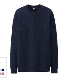 UNIQLO | ウールブレンドケーブルクルーネックセーター (men's)(ニット/セーター)