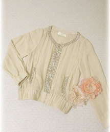 SNIDEL | snidelのビジュー付ノーカラージャケット♡Tシャツはセレクトショップにて☆(ノーカラージャケット)