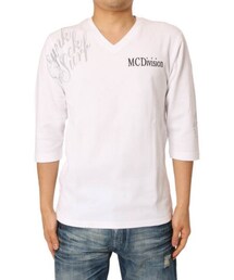MCD | 6分袖 スパンフライス Vネック Tシャツ(Tシャツ/カットソー)