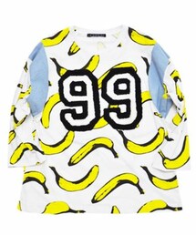 HORACE  | デニム切り替えバナナプリント9部袖カットソー(Tシャツ/カットソー)