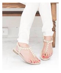 パールぺたんこトングサンダル(サンダル)