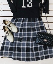 Tiffee Store | チェック柄Aラインミモレスカート(スカート)