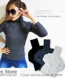 Tiffee Store | 首長ハイネック肉厚カットソー（セール品）(Tシャツ/カットソー)