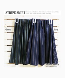 Tiffee Store  | ストライプ柄ウエストタックミモレスカート(スカート)