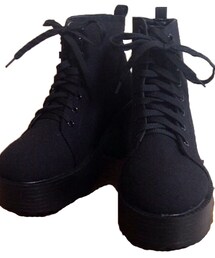 Tiffee Store | キャンバス地ハイカット厚底ブーツ（未発売）(ブーツ)