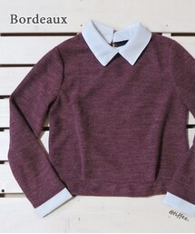 Tiffee Store | 襟つきフロッキー調トップス(Tシャツ/カットソー)