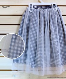 Tiffee Store | ギンガムチェック×チュールフレアスカート(スカート)