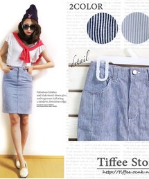 Tiffee Store | ピンストライプタイトスカート(デニムスカート)