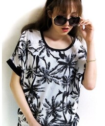 Tiffee Store | パームツリークラッシュチュニック(Tシャツ/カットソー)