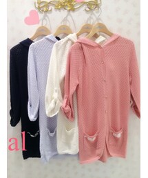 LODISPOTTO | 透かしニットチュニックパーカー(カーディガン/ボレロ)