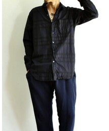 Engineered Garments | ランドカラーチェックシャツ（カラー:ブラック）(シャツ/ブラウス)