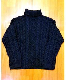 Guernsey WOOLLENS | 【UK】made in Guernsey British Isles・turtleneck cable knit(ニット/セーター)