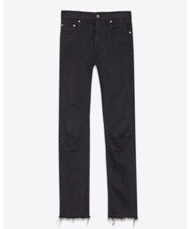 SAINT LAURENT PARIS | ORIGINAL MID WAISTED SKINNY JEAN IN USED BLACK STRETCH DENIM(デニムパンツ)