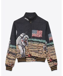 SAINT LAURENT PARIS | MOON JACKET IN MULTICOLOR WOVEN COTTON, POLYESTER AND ACRYLIC (ノーカラージャケット)