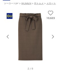 GU | ウエストリボンタイトスカート（グレンチェック）(スカート)