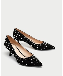 ZARA | 鑲珍珠中跟鞋パールディテールミディアムヒールパンプス(パンプス)