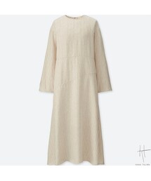 UNIQLO | 女裝 條紋寬襬長洋裝(長袖)(ワンピース)