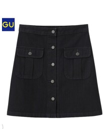 GU | デニムフロントボタンミニスカート(デニムスカート)