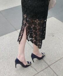 AX Paris  | 雕花蕾絲高腰窄裙(スカート)